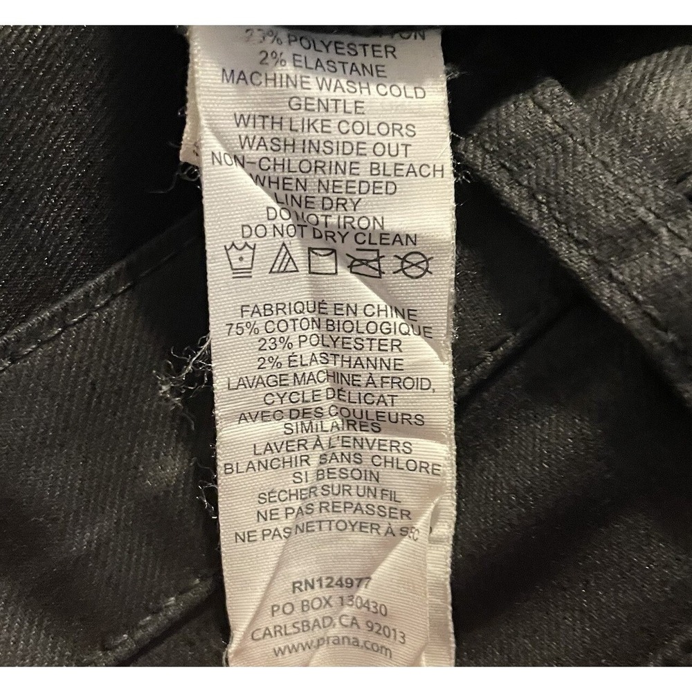 Prana Kara Jett Wax Coated Pants Women 8/29 Black Slim Denim Goth Moto Edgy Punk - Picture 9 of 11